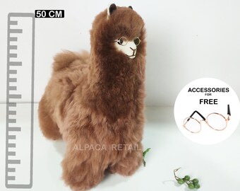 19.6 IN Chestnut Handmade Alpaca Stuffed Animal Plush Alpaca  Fur/ Giant alpaca Standing handmade Peruvian alpaca fur animal toy