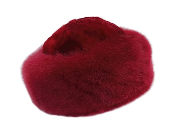 Burgundy Premium Baby Alpaca Fur Hat -russian Hat, Cossack  display picture 2