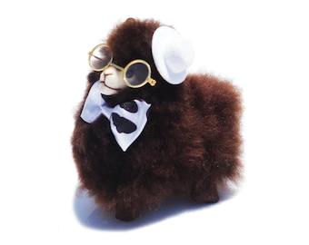6 IN - Bruin Handgemaakte Alpaca Knuffeldier Pluche Alpaca Bont / Teddy alpaca Staande handgemaakte Peruaanse alpaca bont dier speelgoed