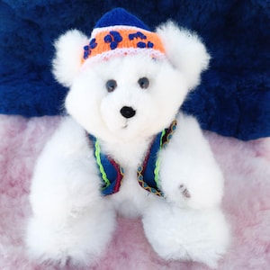 11 IN premium white  Alpaca Fur Teddy Bear Real Alpaca fur-Stuffed Toy -Peruvian Toy from Artisans Alpaca Stuffed Animals clothing of Cusco