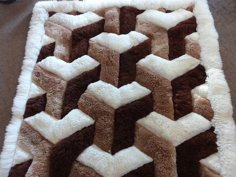 New 71 X 80 IN Brown Alpaca Rug.