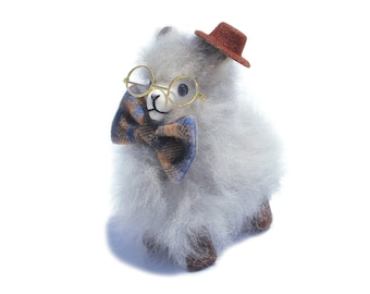 6 IN -Gray Handmade Alpaca Stuffed Animal Plush Alpaca Fur/ Teddy alpaca Standing handmade Peruvian alpaca fur animal toy