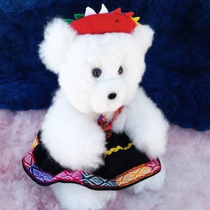 11 IN premium white  Alpaca Fur Teddy Bear Real Alpaca fur-Stuffed Toy -Peruvian Toy from Artisans Alpaca Stuffed Animals clothing of Cusco