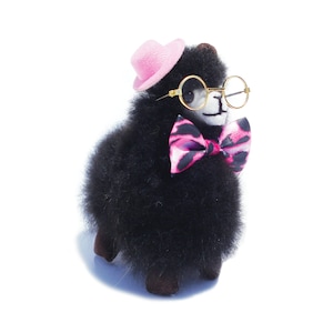6 IN - Black Handmade Alpaca Stuffed Animal Plush Alpaca Fur/ Teddy alpaca Standing handmade Peruvian alpaca fur animal toy