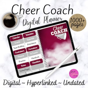 Cheer Coach Digital Planner / Maroon / Goodnotes5 / Undated Months / Hyperlinked