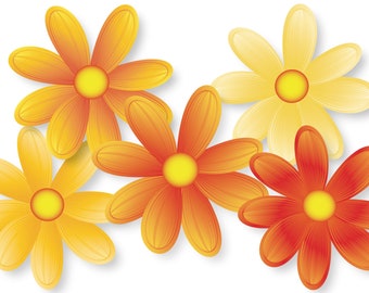Flower Power en amarillo y naranja - Conjunto de 5