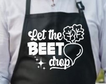 Tablier Let the Beet Drop, noir - Tablier à bavette de cuisine barbecue Tablier unisexe homme femme rigolo