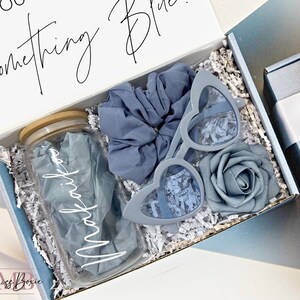 Dusty Blue Bridesmaid Proposal Box Bridesmaid Gift Bridal Party Scrunchie  Candle I Can't Say I Do Without You Will You Help Me Tie the Knot 