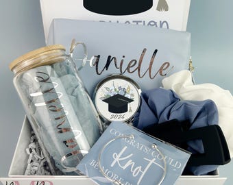 Personalized Graduation Gift Box Set, Congrats Grad Gift Dusty Blue