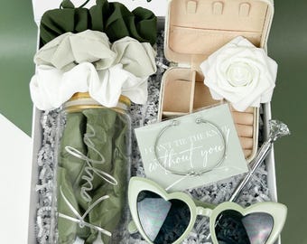 Sage Green  Bridesmaid Proposal Box: Personalized Floral Gift Set