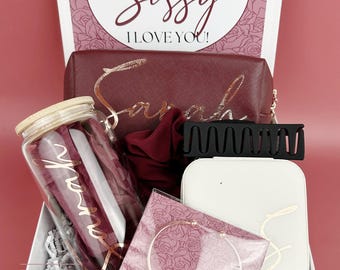 Personalized Birthday Gift for Her, Sister, Co-worker, Mother, Niece, Burgundy