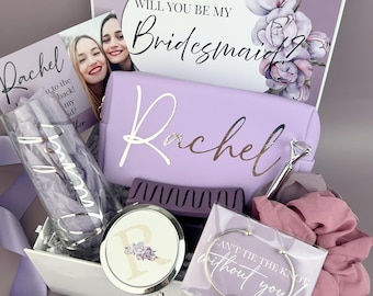 Bridal Party Proposal,  Will You Be My Bridesmaid Personalized Gift In Lavender, Maid of Honor Box, P1