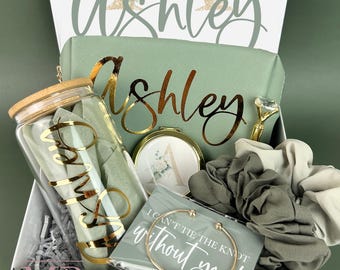 Sage Green Bridesmaid Proposal Box: Personalized Floral Gift Set