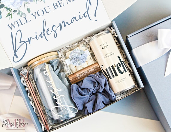 Bridal Party Proposal Gift Box,will You Be My Bridesmaid Gift,bridesmaid  Proposal Box Set,something Blue ,bridal Party Proposal-dusty Blue 