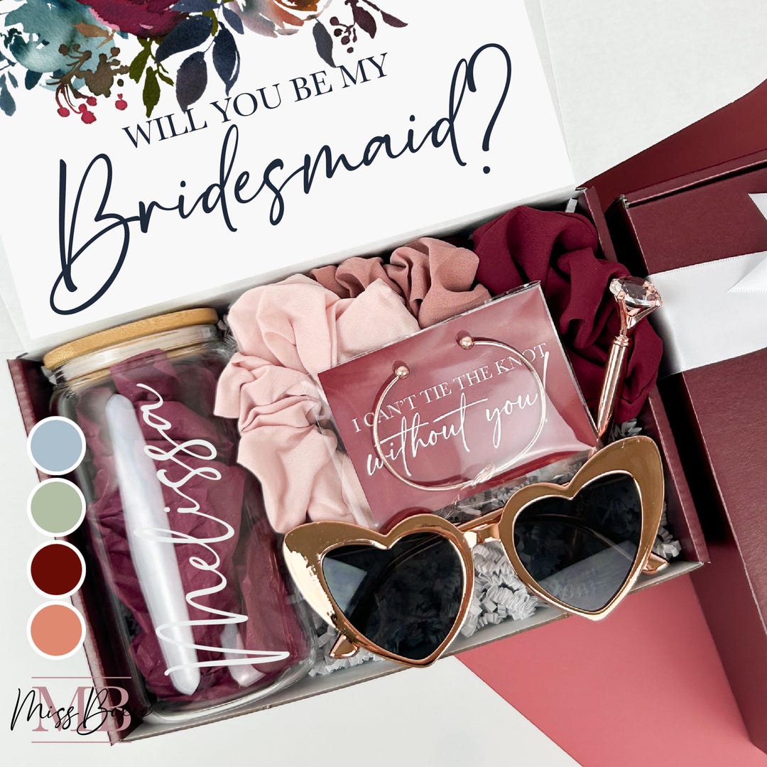 Burgundy, Will You Be My Bridesmaid Gift,bridesmaid Proposal Box Set ...