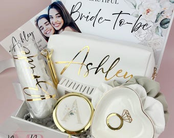 Personalized Bride Gift Box, Bride to Be Champagne Flute Set