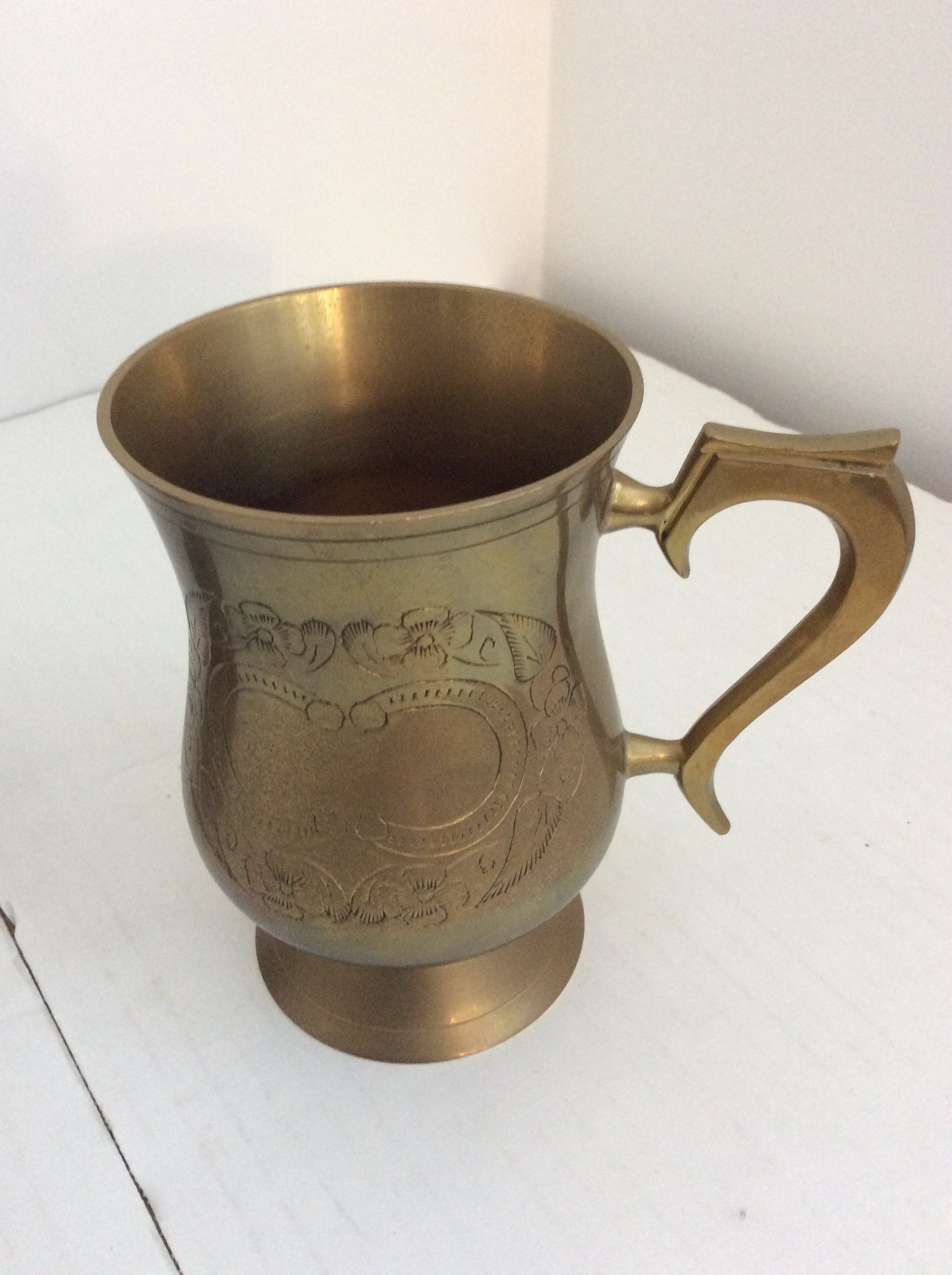 2 x Vintage Solid Brass Mugs Made in India Etsy Nederland