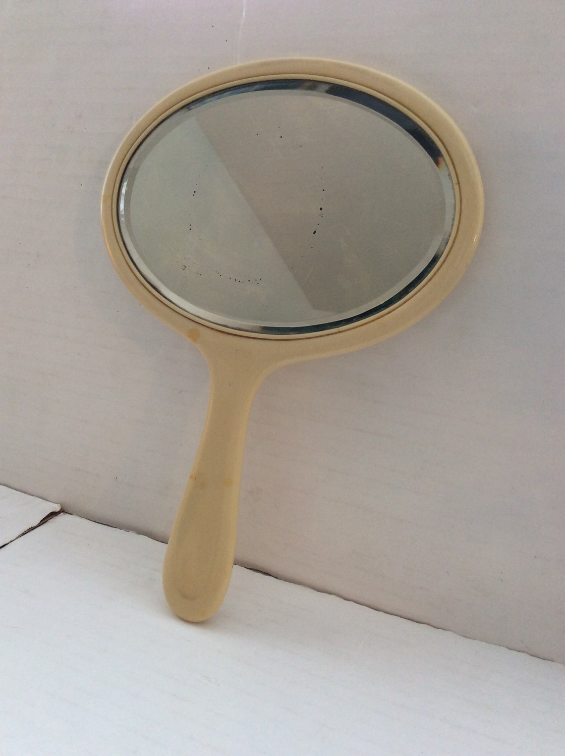 Vintage French Ivory 1930s Hand Mirror Etched Initial F Etsy