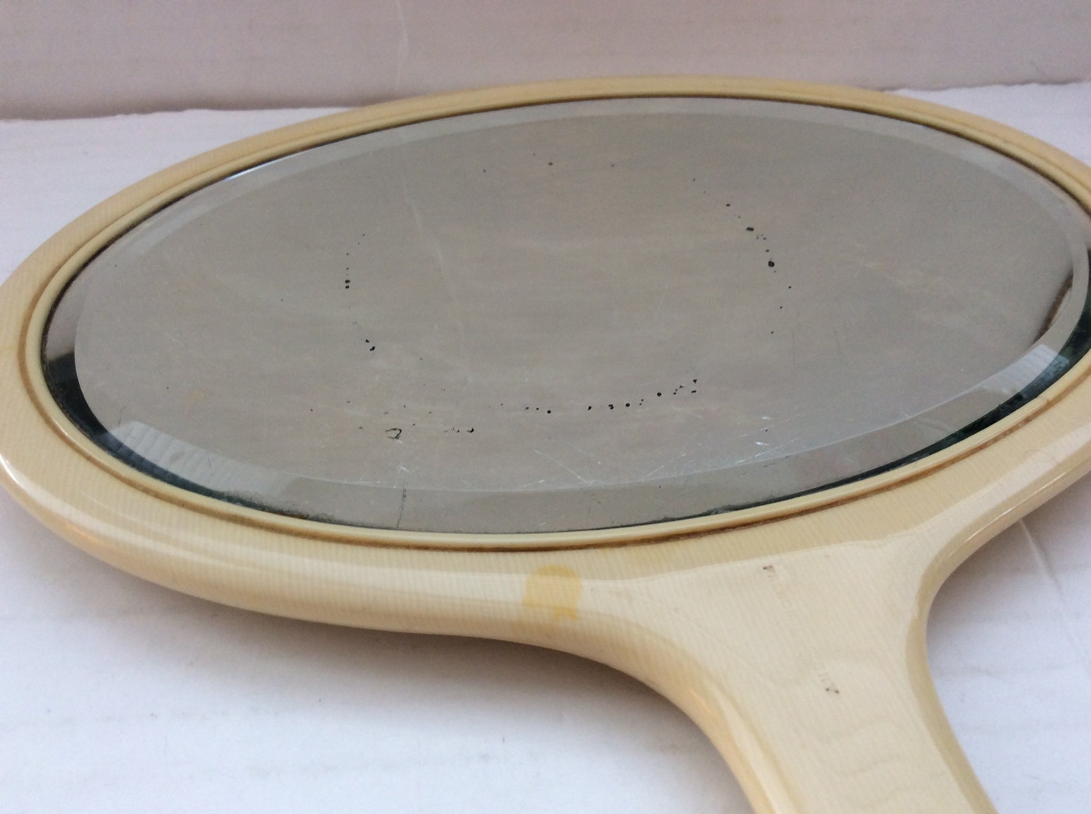 Vintage French Ivory 1930s Hand Mirror Etched Initial F Etsy