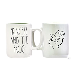 Rae Dunn &quot;PRINCESS And THE FROG&quot; White Ceramic Double Sided Coffee Mug with Princess on the Back