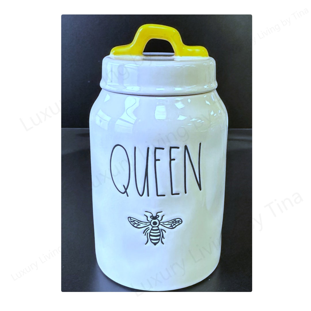 Rae Dunn queen Bee Ceramic Canister White W/yellow Etsy