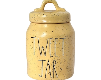 Rae Dunn CANISTER "TWEET JAR" Gelb gefleckter Kanister, Keksdose, mit versiegeltem Deckel, Osterfrühling