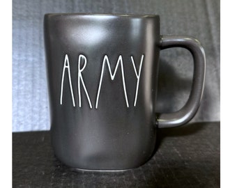Rae Dunn "ARMY" (black) Coffee Mug With Option To Add Swarovski Crystal