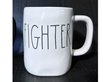 Rae Dunn "FIGHTER" Coffee Mug With Option To Add Swarovski Crystal
