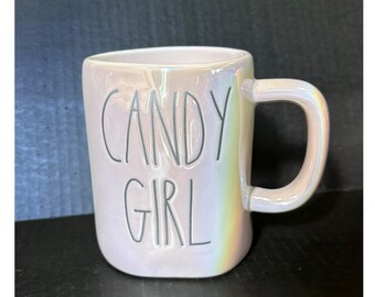 Rae Dunn "CANDY GIRL" (Iridescent) Coffee Mug With Option To Add Swarovski Crystal