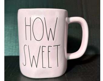 Rae Dunn "HOW SWEET" Pink Coffee Mug With Option To Add Swarovski Crystal