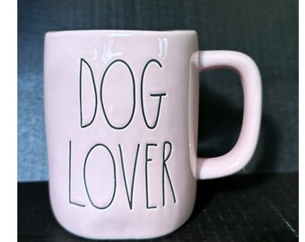 Rae Dunn "DOG LOVER" Pink Coffee Mug With Option To Add Swarovski Crystal