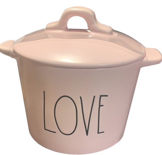 Rae Dunn Kitchen Mini Crock Pot Pink LOVE Two Handles Valentine Love  Crockpot 16 