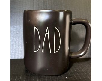 Rae Dunn "DAD" Black Coffee Mug With Option To Add Swarovski Crystal