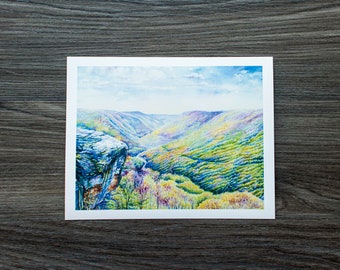 Lindy Point, Blackwater Falls State Park | Watercolor Print | WV Landscape Print