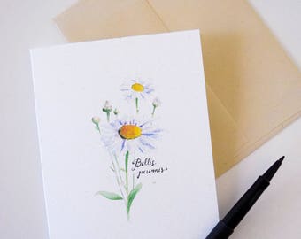 Daisy Blank Notecard | Botanical Watercolor A2 Card | Wildflower Stationery