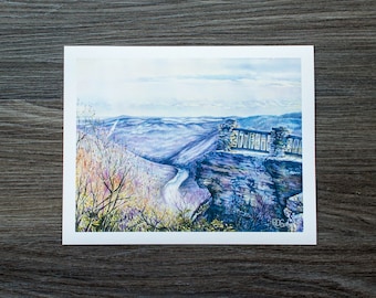 Coopers Rock Overlook in Winter | Watercolor Print | WV Landscape Print