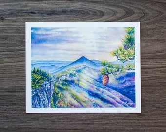 North Fork Mountain, View from Chimney Top | Watercolor Print | WV Landscape Print