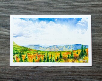 Dolly Sods Autumn Panorama | Watercolor Print | WV Landscape Print