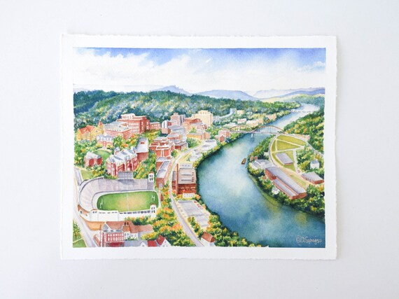 Luftaufnahme Von Old Morgantown Wv 11 X 9 Etsy