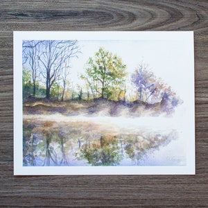 West Fork River at Sunrise | Watercolor Print | WV Landscape Print