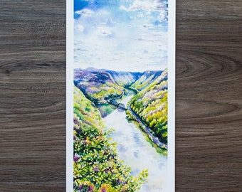 Hawks Nest State Park Overlook | Watercolor Print | WV Landscape Print