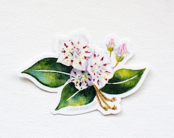 Mountain Laurel Flower Sticker | White Vinyl Wildflower Decal