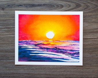 Topsail Island Sunrise | Watercolor Print | NC Beach Print
