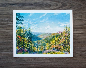 Overlook at Blackwater Falls State Park | Watercolor Print | WV Landscape Print