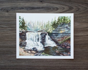 Blackwater Falls in Autumn | Watercolor Print | WV Landscape Print