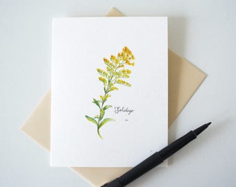 Goldenrod Blank Notecard | Botanical Watercolor A2 Card | Wildflower Stationery