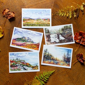 Postales del bosque nacional Monongahela / Postales en acuarela de 6" x 4" / Postales con paisajes de Virginia Occidental