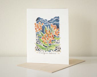 Butterflyweed Blank Notecard | Botanical Watercolor A2 Card | Wildflower Stationery