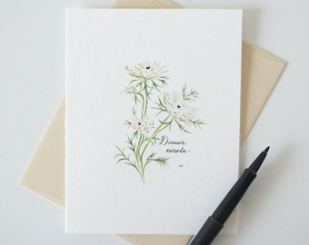 Queen Anne's Lace Blank Notecard | Botanical Watercolor A2 Card | Wildflower Stationery -