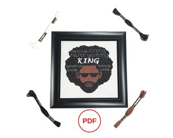 African American Man Cross Stitch Pattern, Black Man Cross Stitch, King Inspirational Cross Stitch PDF Download